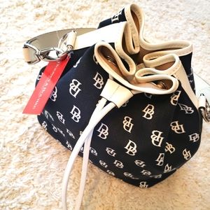 Dooney and Bourke Medium Drawstring bag black and white